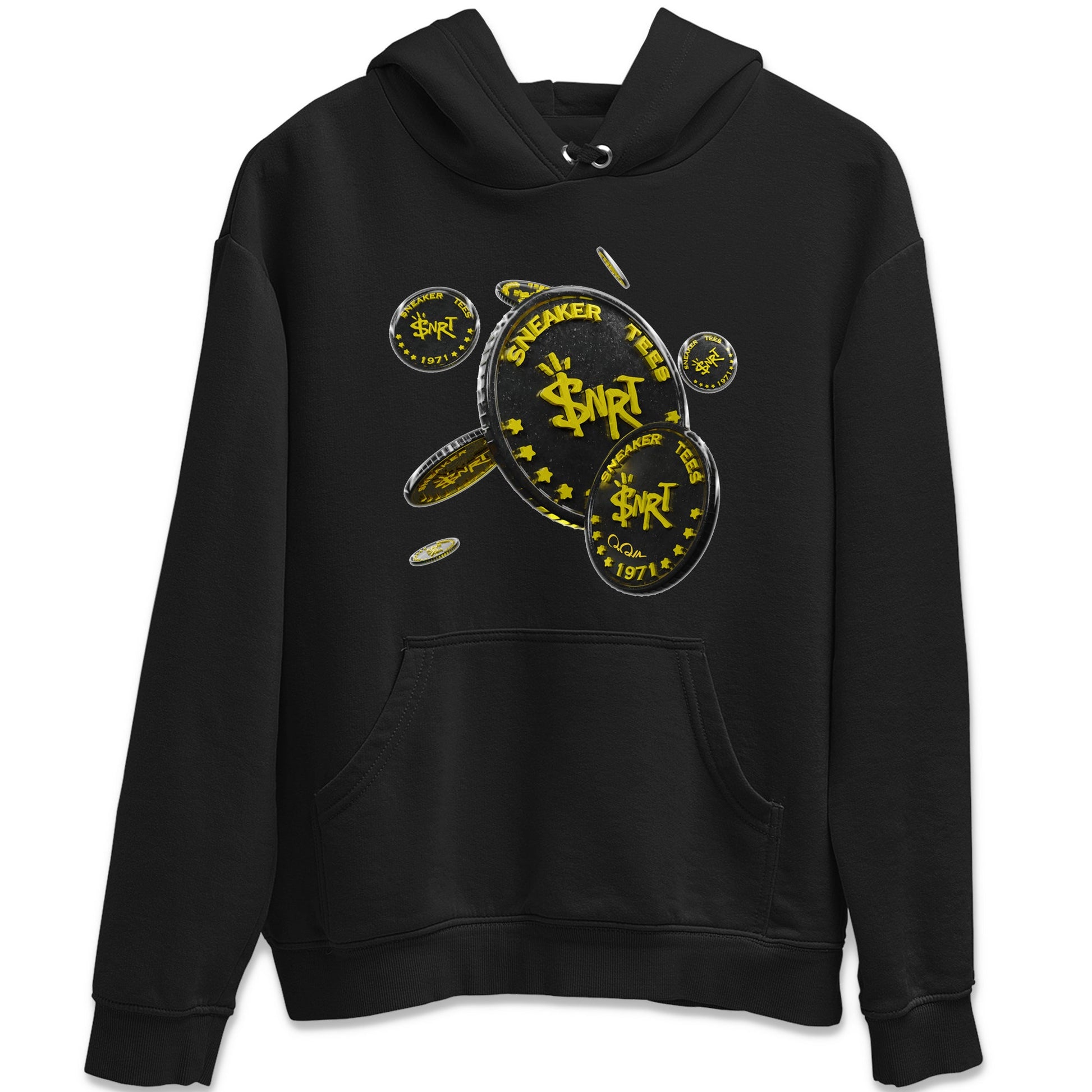 Air Jordan 4 Thunder Sneaker Match Tees Coin Drop Sneaker Tees AJ4 Thunder Jumpman Sneaker Release Tees Unisex Shirts Black 2