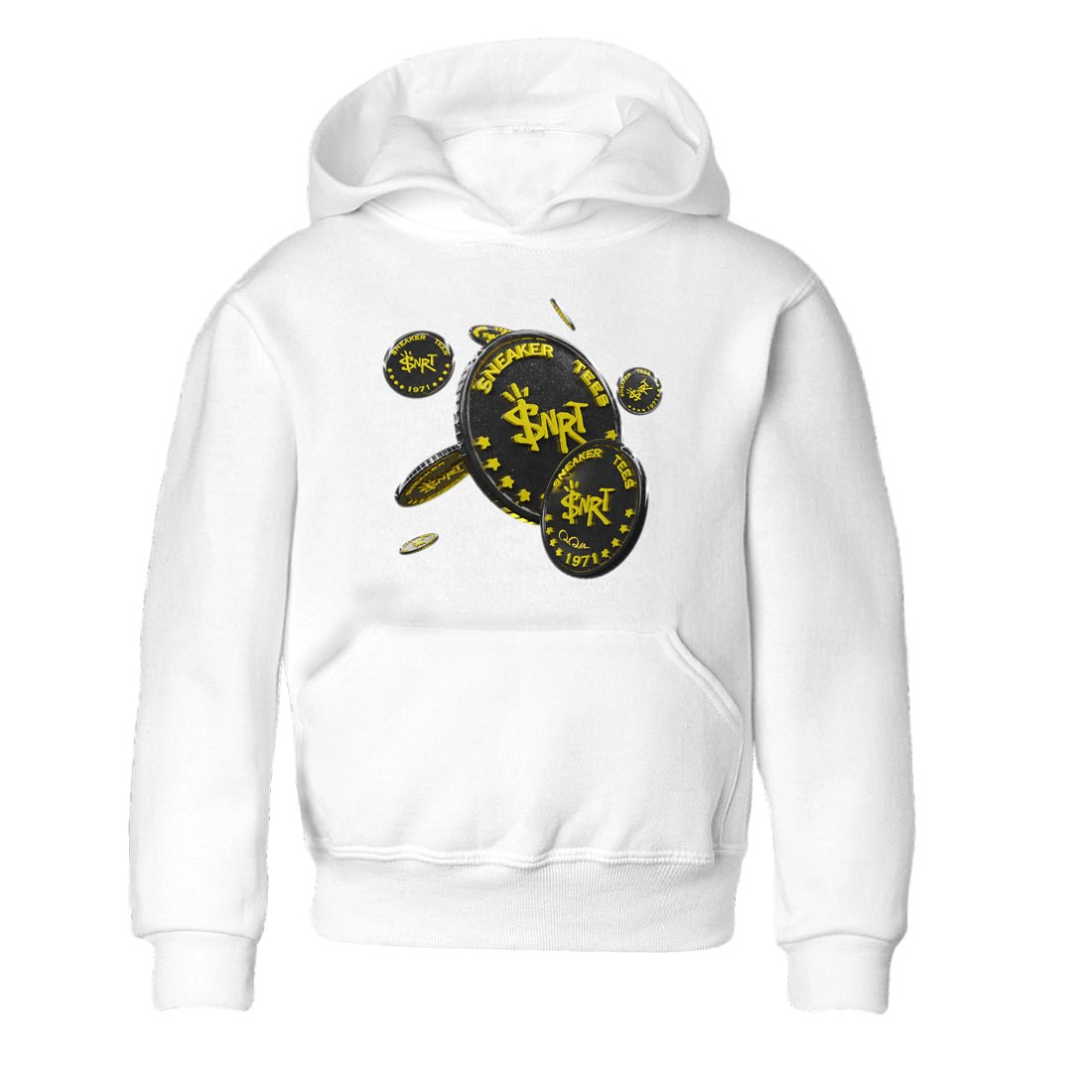 Air Jordan 4 Thunder Sneaker Match Tees Coin Drop Sneaker Tees AJ4 Thunder Jumpman Sneaker Release Tees Kids Shirts White 2