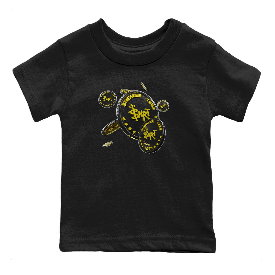 Air Jordan 4 Thunder Sneaker Match Tees Coin Drop Sneaker Tees AJ4 Thunder Jumpman Sneaker Release Tees Kids Shirts Black 2