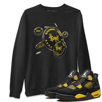 Air Jordan 4 Thunder Sneaker Match Tees Coin Drop Sneaker Tees AJ4 Thunder Jumpman Sneaker Release Tees Unisex Shirts Black 1