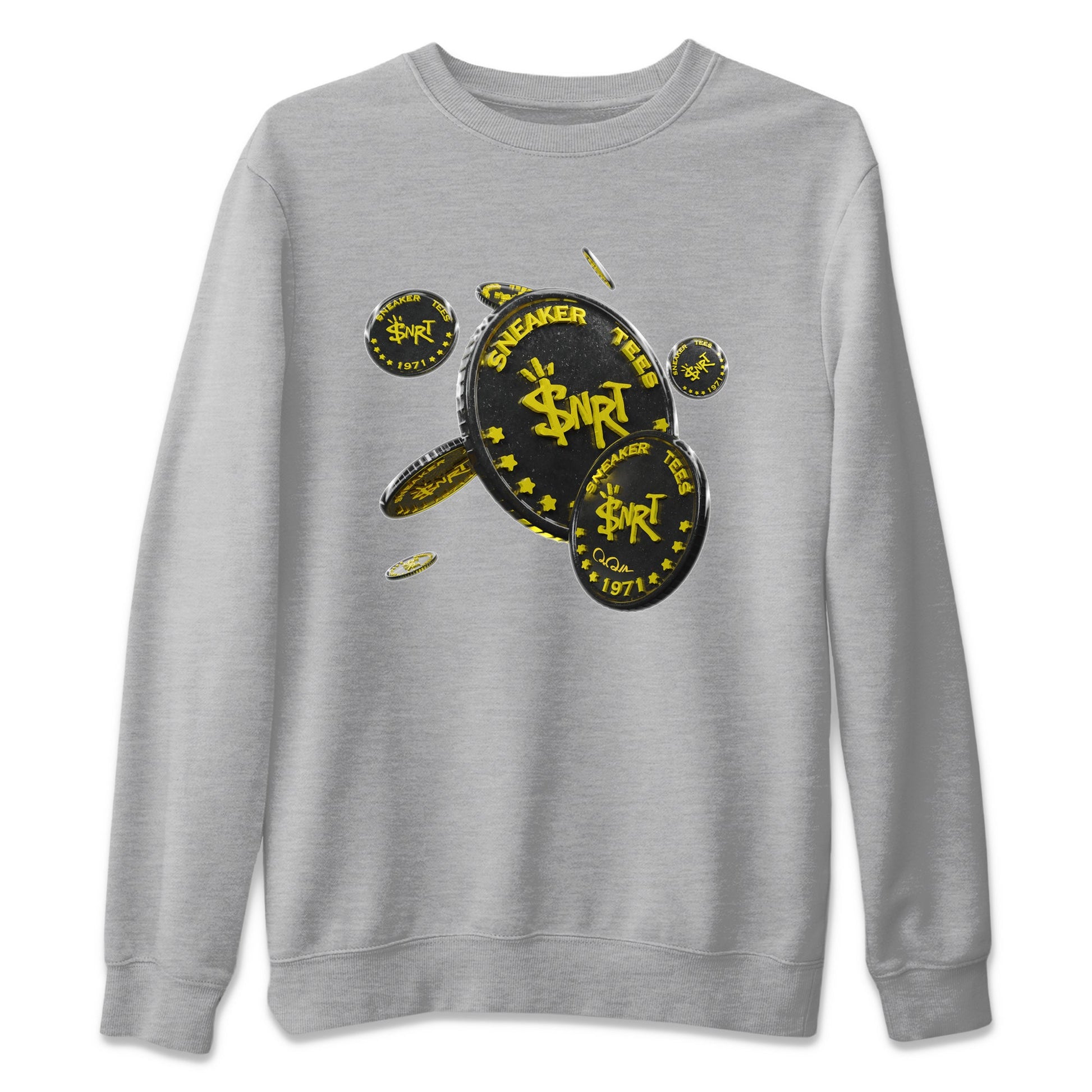 Air Jordan 4 Thunder Sneaker Match Tees Coin Drop Sneaker Tees AJ4 Thunder Jumpman Sneaker Release Tees Unisex Shirts Heather Grey 2