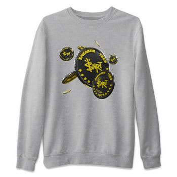Air Jordan 4 Thunder Sneaker Match Tees Coin Drop Sneaker Tees AJ4 Thunder Jumpman Sneaker Release Tees Unisex Shirts Heather Grey 2
