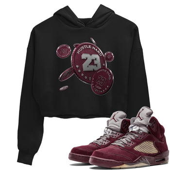 Air Jordan 5 Burgundy Sneaker Match Tees Coin Drop Sneaker Tees AJ5 Burgundy Sneaker Release Tees Women's Shirts Black 1