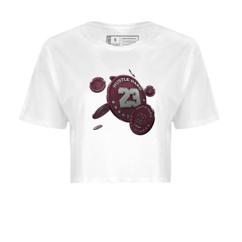 Air Jordan 5 Burgundy Sneaker Match Tees Coin Drop Sneaker Tees AJ5 Burgundy Sneaker Release Tees Women's Shirts White 2