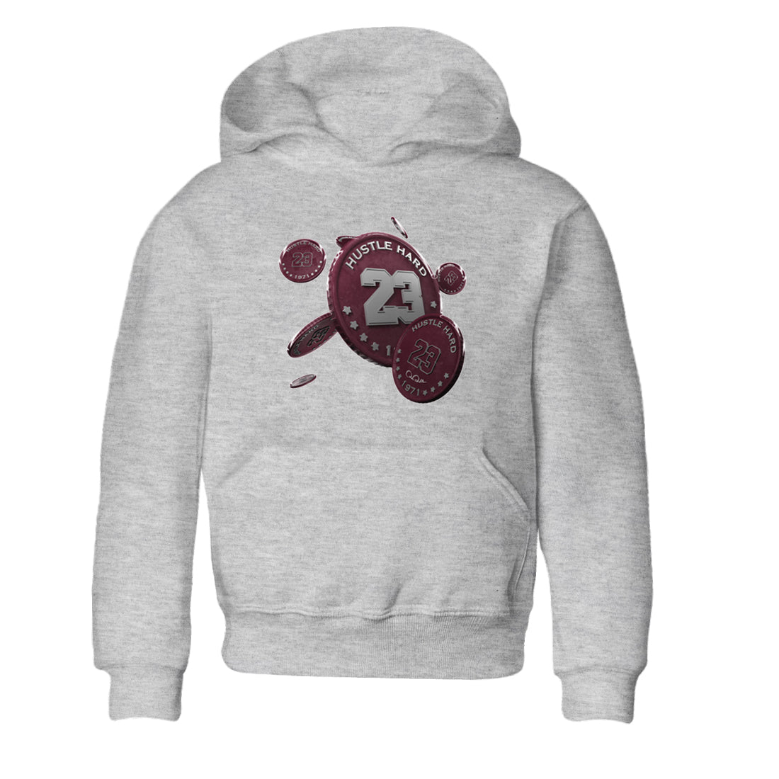 Air Jordan 5 Burgundy Sneaker Match Tees Coin Drop Sneaker Tees AJ5 Burgundy Sneaker Release Tees Kids Shirts Heather Grey 2