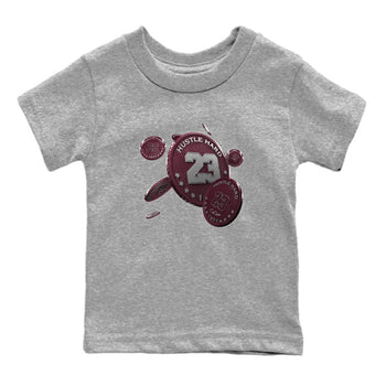 Air Jordan 5 Burgundy Sneaker Match Tees Coin Drop Sneaker Tees AJ5 Burgundy Sneaker Release Tees Kids Shirts Heather Grey 2