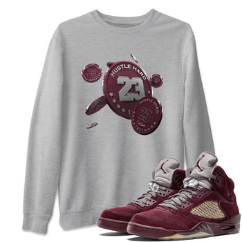 Air Jordan 5 Burgundy Sneaker Match Tees Coin Drop Sneaker Tees AJ5 Burgundy Sneaker Release Tees Unisex Shirts Heather Grey 2