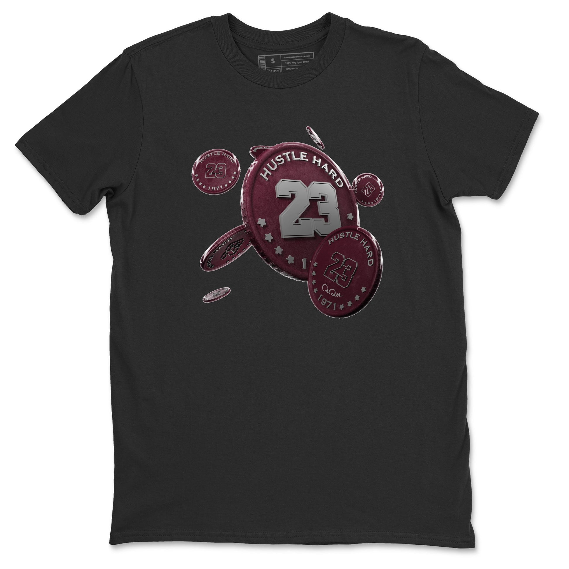 Air Jordan 5 Burgundy Sneaker Match Tees Coin Drop Sneaker Tees AJ5 Burgundy Sneaker Release Tees Unisex Shirts Black 2