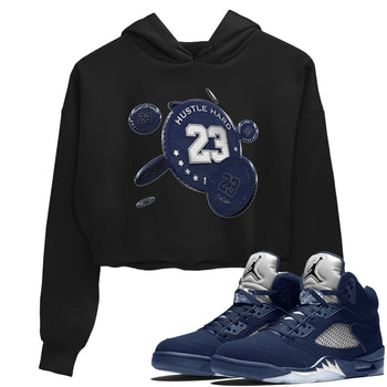 Air Jordan 5 Georgetown Sneaker Match Tees Coin Drop Sneaker Tees AJ5 Georgetown Sneaker Release Tees Women's Shirts Black 1