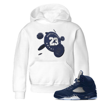 Air Jordan 5 Georgetown Sneaker Match Tees Coin Drop Sneaker Tees AJ5 Georgetown Sneaker Release Tees Kids Shirts White 1