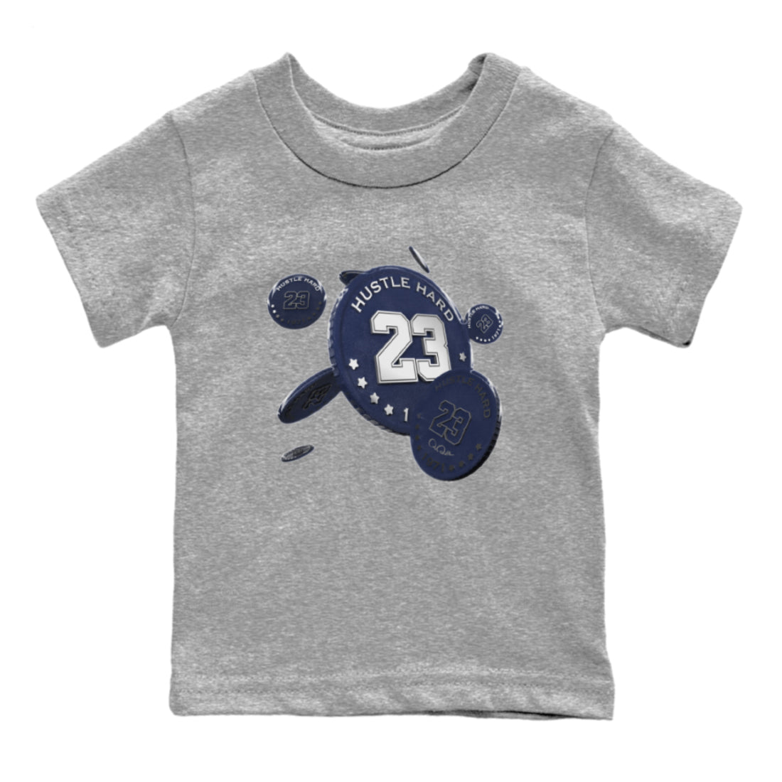 Air Jordan 5 Georgetown Sneaker Match Tees Coin Drop Sneaker Tees AJ5 Georgetown Sneaker Release Tees Kids Shirts Heather Grey 2