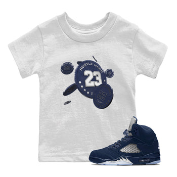 Air Jordan 5 Georgetown Sneaker Match Tees Coin Drop Sneaker Tees AJ5 Georgetown Sneaker Release Tees Kids Shirts White 1