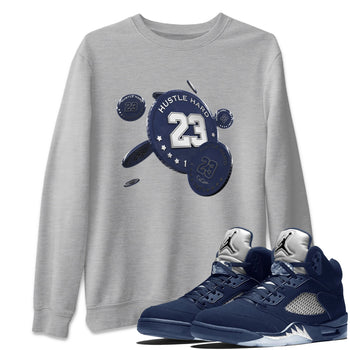 Air Jordan 5 Georgetown Sneaker Match Tees Coin Drop Sneaker Tees AJ5 Georgetown Sneaker Release Tees Unisex Shirts Heather Grey 1