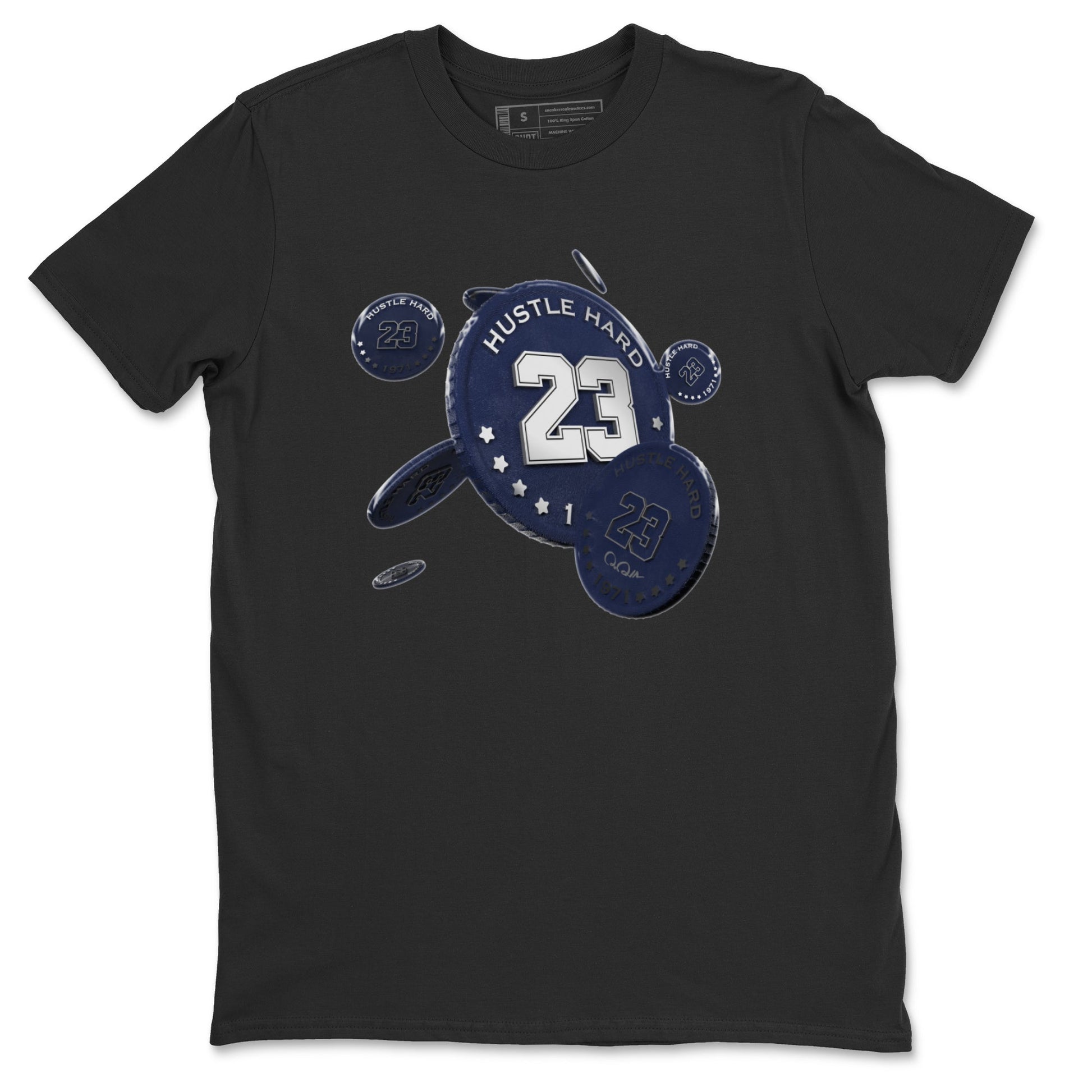 Air Jordan 5 Georgetown Sneaker Match Tees Coin Drop Sneaker Tees AJ5 Georgetown Sneaker Release Tees Unisex Shirts Black 2