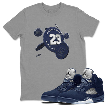 Air Jordan 5 Georgetown Sneaker Match Tees Coin Drop Sneaker Tees AJ5 Georgetown Sneaker Release Tees Unisex Shirts Heather Grey 1