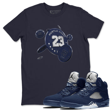Air Jordan 5 Georgetown Sneaker Match Tees Coin Drop Sneaker Tees AJ5 Georgetown Sneaker Release Tees Unisex Shirts Navy 1