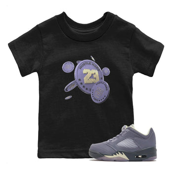Air Jordan 5 Indigo Haze Sneaker Match Tees Coin Drop Sneaker Tees AJ5 Indigo Haze Sneaker Release Tees Kids Shirts Black 1