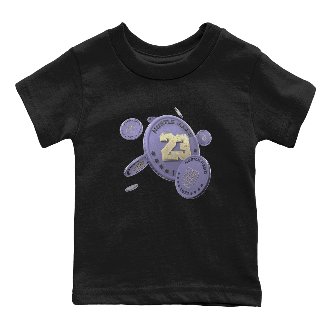 Air Jordan 5 Indigo Haze Sneaker Match Tees Coin Drop Sneaker Tees AJ5 Indigo Haze Sneaker Release Tees Kids Shirts Black 2