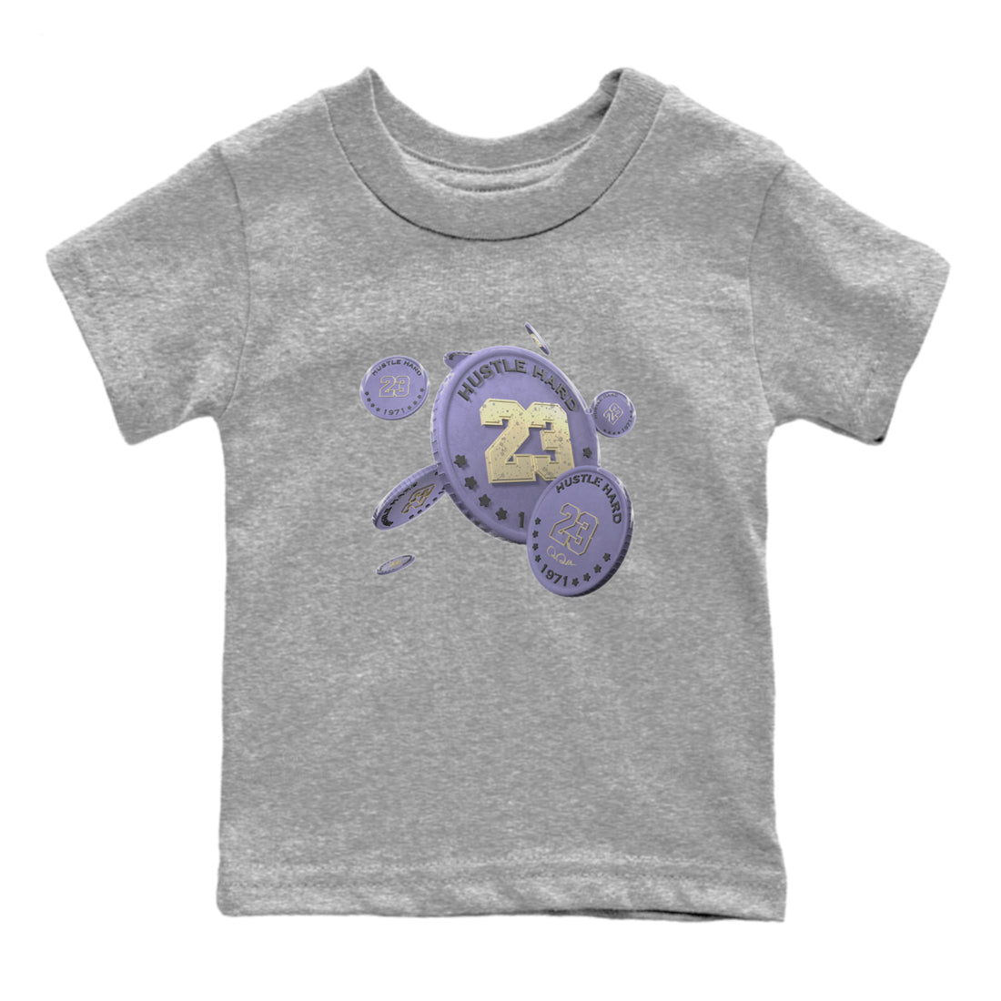 Air Jordan 5 Indigo Haze Sneaker Match Tees Coin Drop Sneaker Tees AJ5 Indigo Haze Sneaker Release Tees Kids Shirts Heather Grey 2