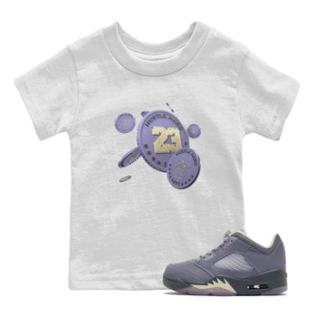 Air Jordan 5 Indigo Haze Sneaker Match Tees Coin Drop Sneaker Tees AJ5 Indigo Haze Sneaker Release Tees Kids Shirts White 1