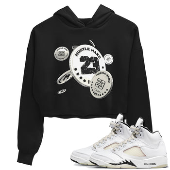 5s Sail shirt to match jordans Coin Drop sneaker tees Air Jordan 5 Sail SNRT Sneaker Release Tees Black 1 crop length shirt