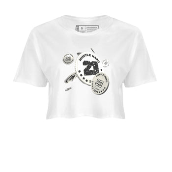 5s Sail shirt to match jordans Coin Drop sneaker tees Air Jordan 5 Sail SNRT Sneaker Release Tees White 2 crop length shirt
