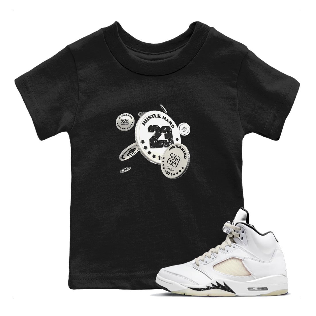 5s Sail shirt to match jordans Coin Drop sneaker tees Air Jordan 5 Sail SNRT sneaker release tees baby toddler Black 1 cotton Shirt