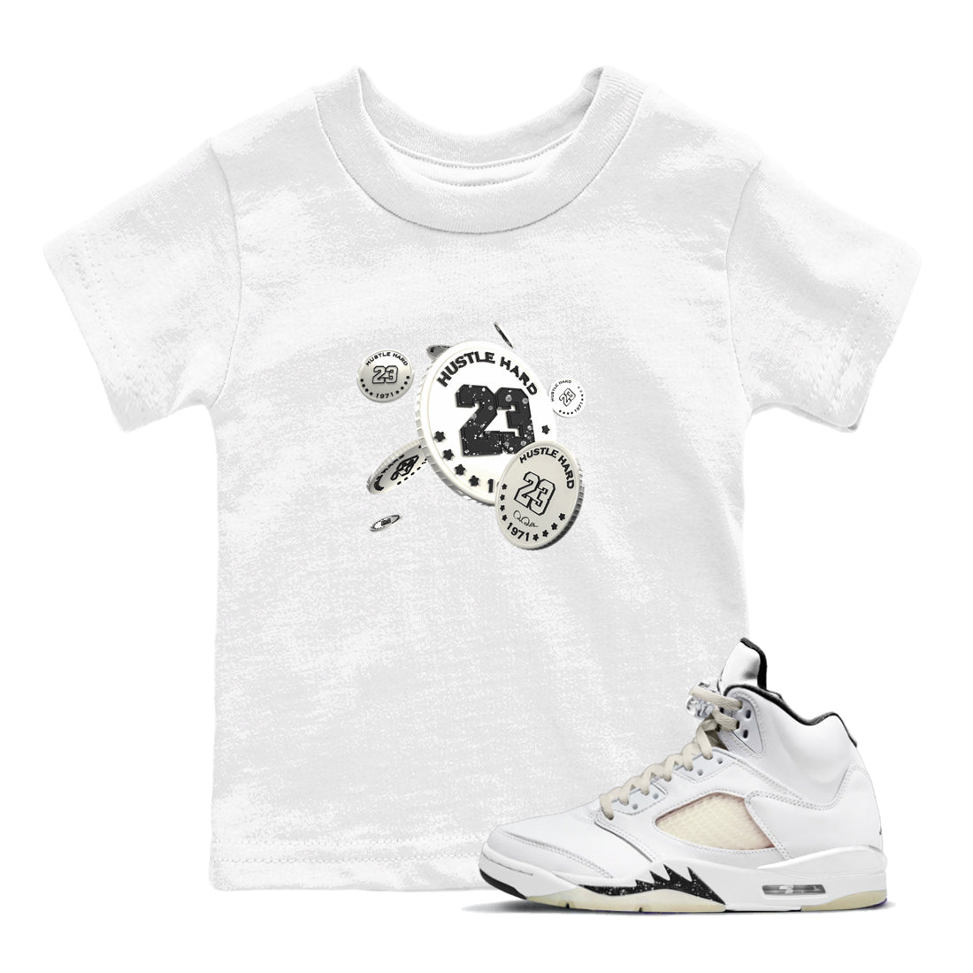 5s Sail shirt to match jordans Coin Drop sneaker tees Air Jordan 5 Sail SNRT sneaker release tees baby toddler White 1 cotton Shirt