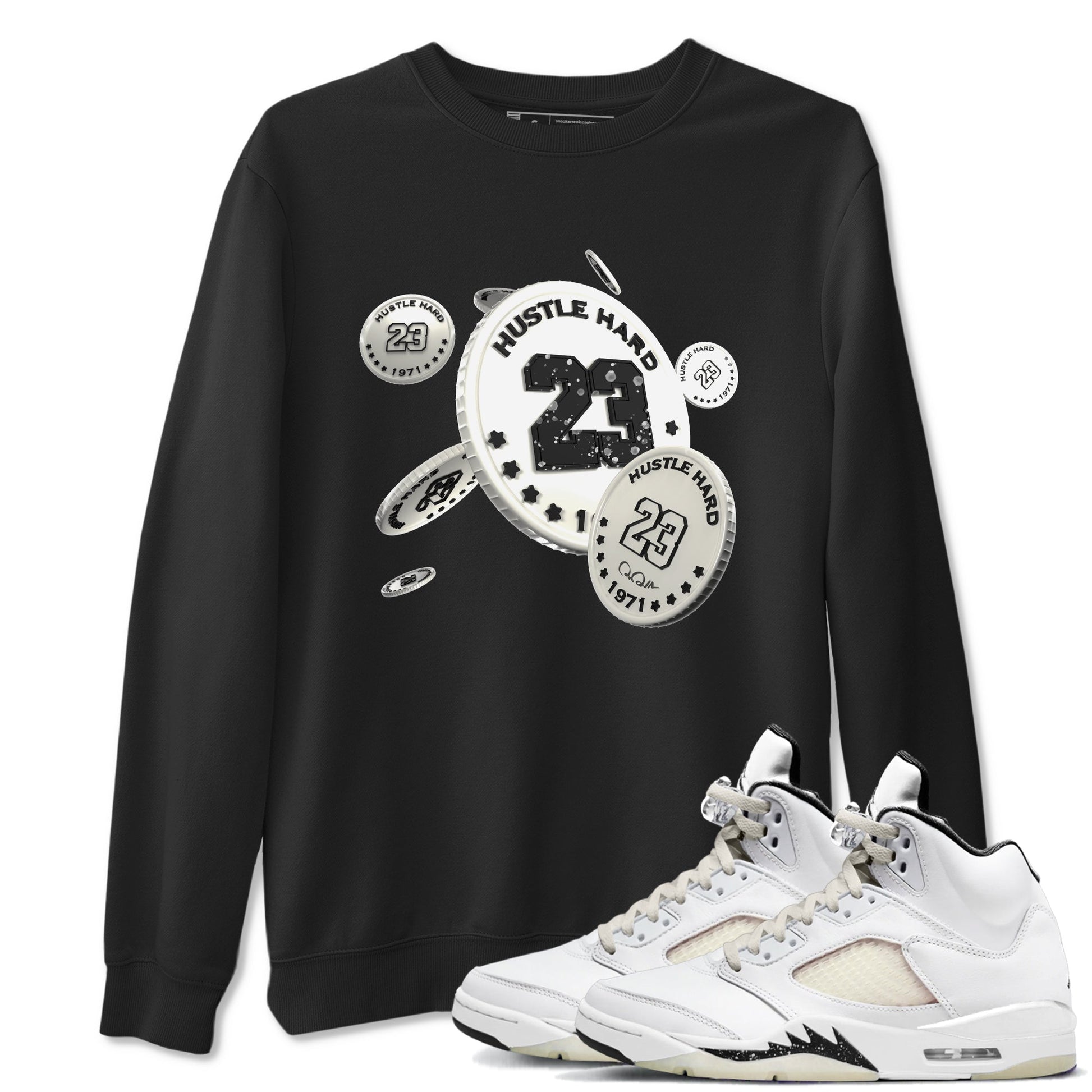 5s Sail shirt to match jordans Coin Drop sneaker tees Air Jordan 5 Sail SNRT Sneaker Release Tees unisex cotton Black 1 crew neck shirt