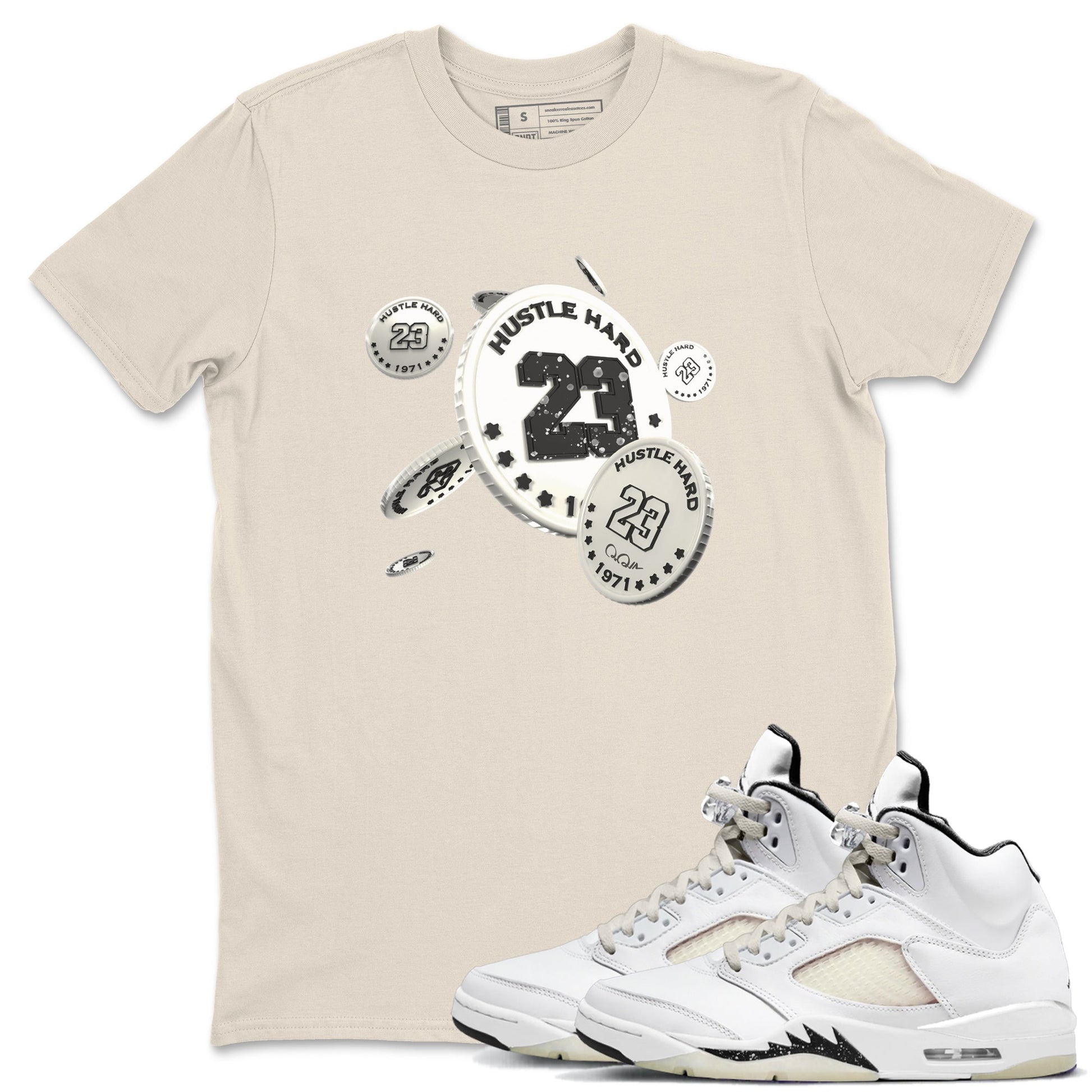 5s Sail shirt to match jordans Coin Drop sneaker tees Air Jordan 5 Sail SNRT Sneaker Release Tees unisex cotton Natural 1 crew neck shirt