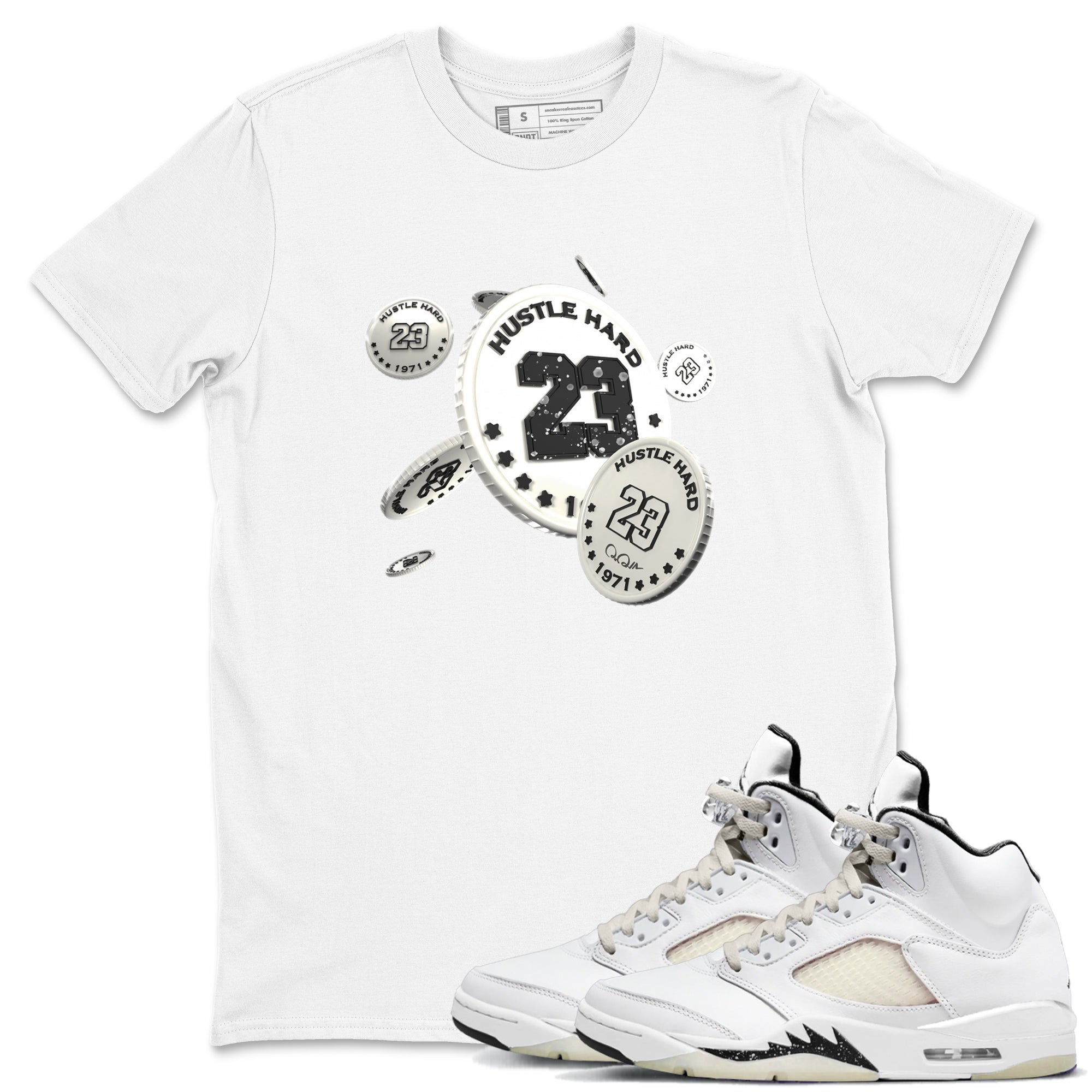 5s Sail shirt to match jordans Coin Drop sneaker tees Air Jordan 5 Sail SNRT Sneaker Release Tees unisex cotton White 1 crew neck shirt