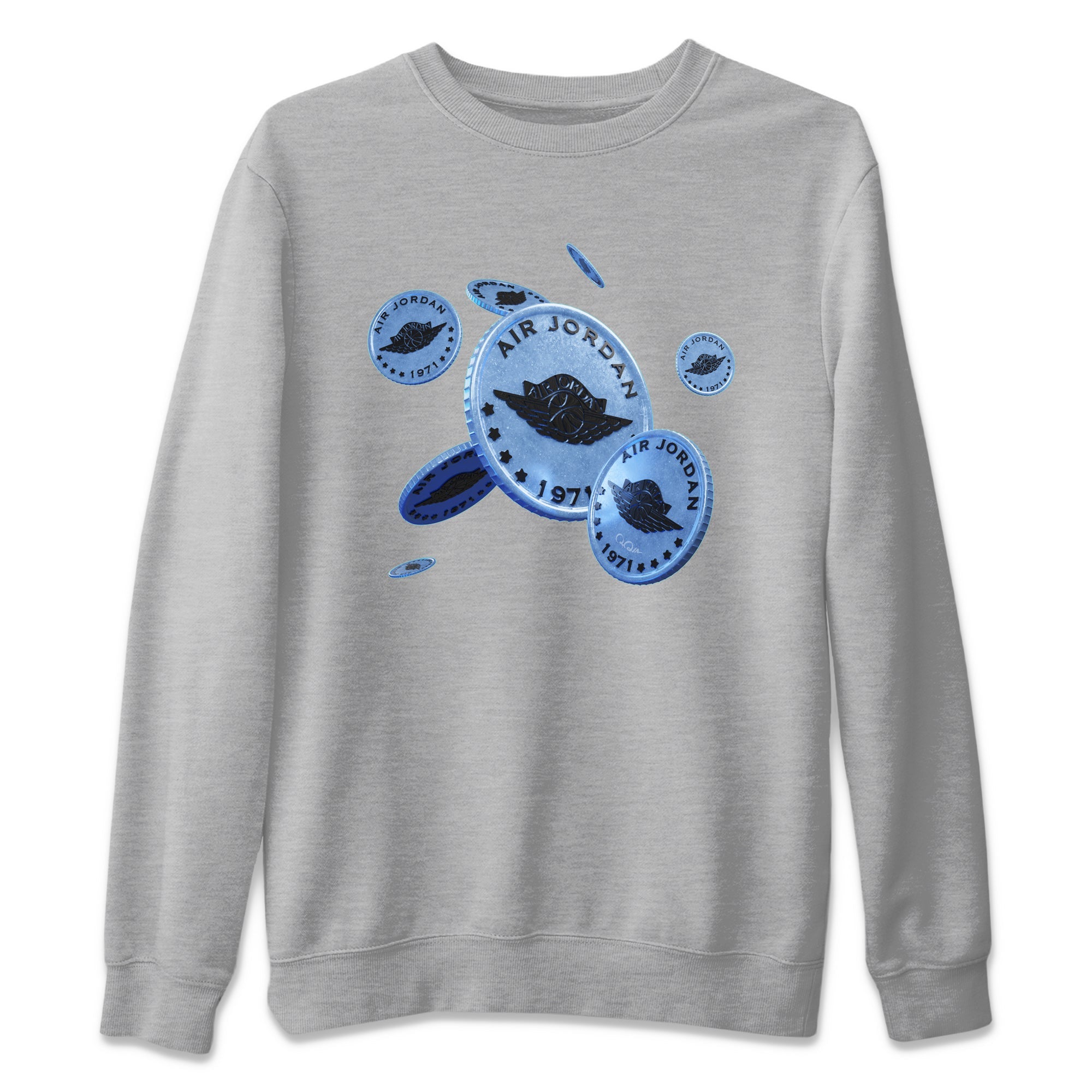 Jordan 5 UNC Jordan Shirts Coin Drop Sneaker Tees AJ5 UNC SNRT Sneaker Tees Unisex Shirts Heather Grey 2