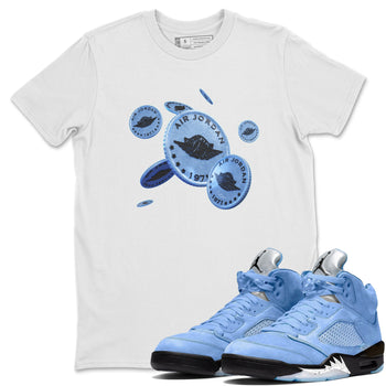 Jordan 5 UNC Jordan Shirts Coin Drop Sneaker Tees AJ5 UNC SNRT Sneaker Tees Unisex Shirts White 1