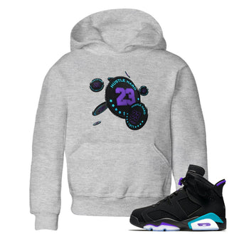 Air Jordan 6 Aqua Sneaker Match Tees Coin Drop Sneaker Tees AJ6 Aqua Sneaker Release Tees Kids Shirts Heather Grey 1