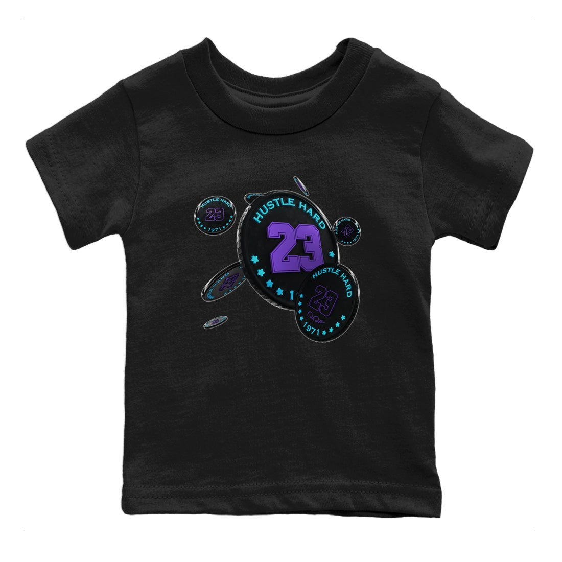 Air Jordan 6 Aqua Sneaker Match Tees Coin Drop Sneaker Tees AJ6 Aqua Sneaker Release Tees Kids Shirts Black 2