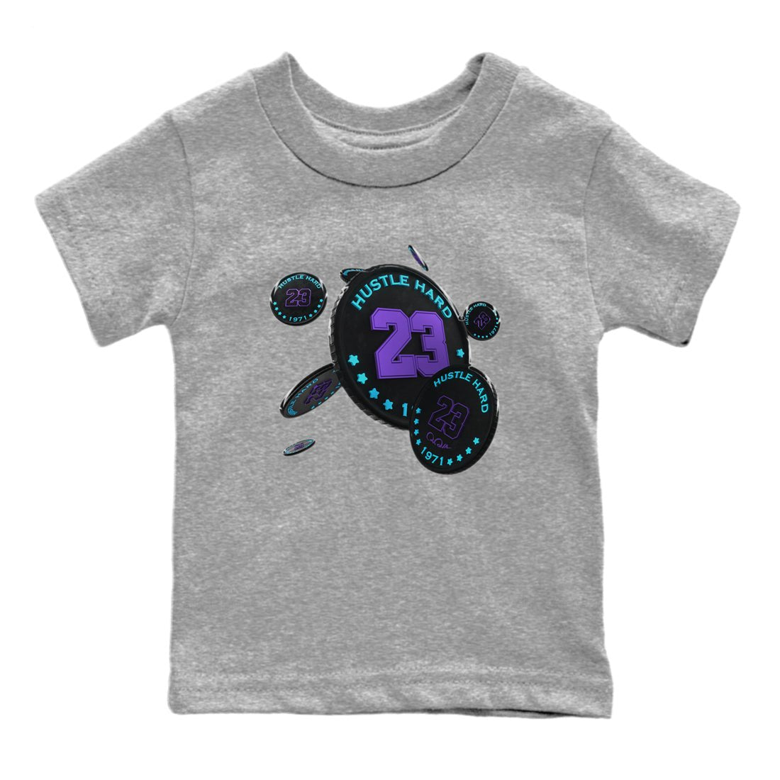 Air Jordan 6 Aqua Sneaker Match Tees Coin Drop Sneaker Tees AJ6 Aqua Sneaker Release Tees Kids Shirts Heather Grey 2