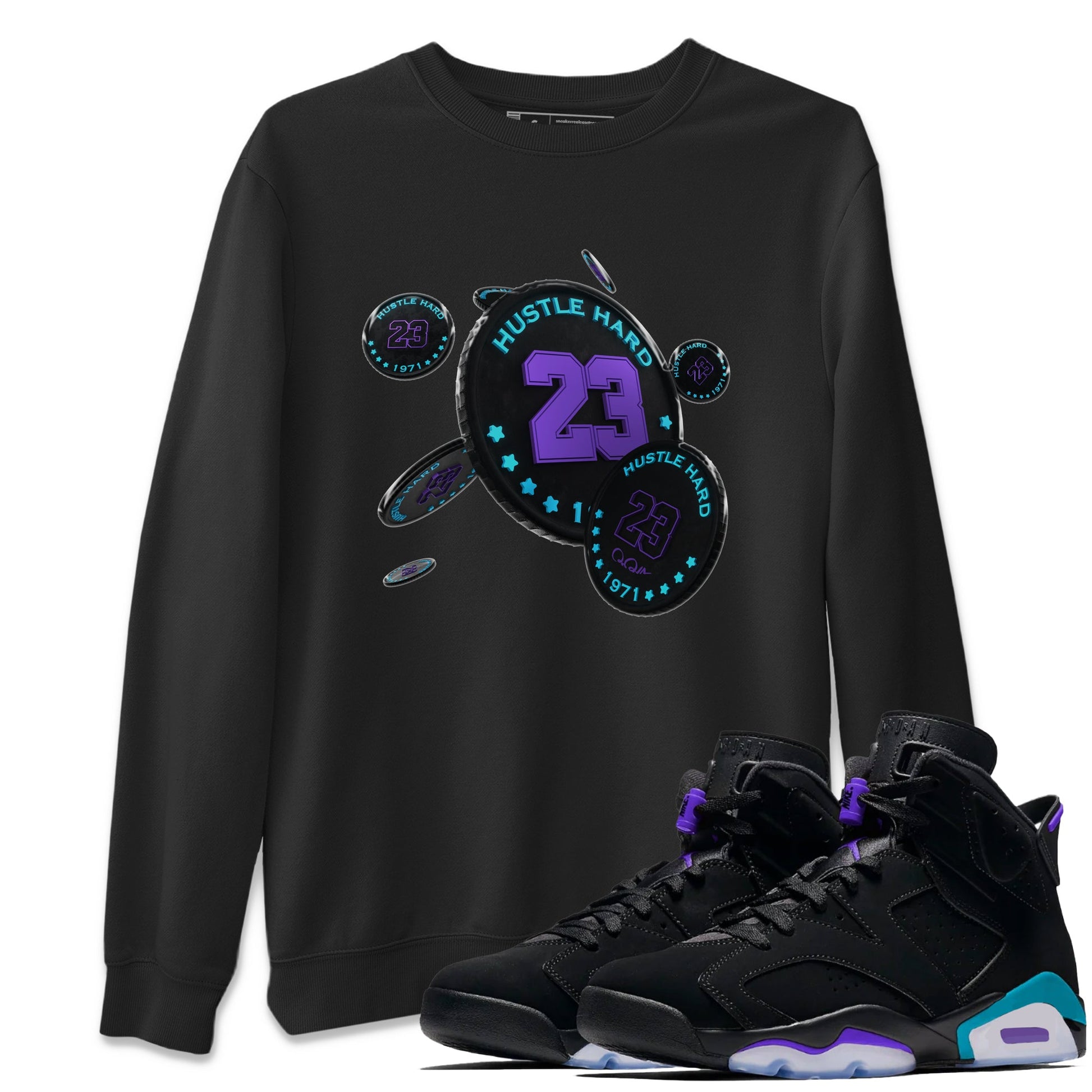 Air Jordan 6 Aqua Sneaker Match Tees Coin Drop Sneaker Tees AJ6 Aqua Sneaker Release Tees Unisex Shirts Black 1