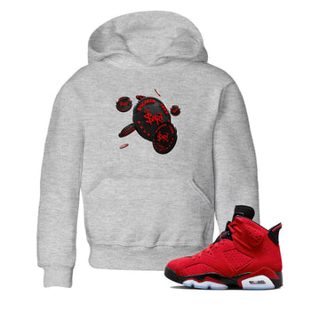 Air Jordan 6 Toro Bravo Sneaker Match Tees Coin Drop Sneaker Tees 3D Graphic Design Shirts AJ6 Toro Bravo Sneaker Release Tees Kids Shirts Heather Grey 1