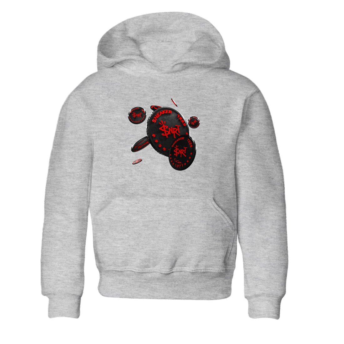 Air Jordan 6 Toro Bravo Sneaker Match Tees Coin Drop Sneaker Tees 3D Graphic Design Shirts AJ6 Toro Bravo Sneaker Release Tees Kids Shirts Heather Grey 2