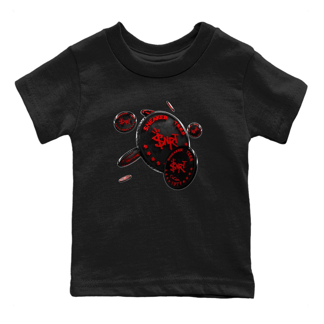 Air Jordan 6 Toro Bravo Sneaker Match Tees Coin Drop Sneaker Tees 3D Graphic Design Shirts AJ6 Toro Bravo Sneaker Release Tees Kids Shirts Black 2
