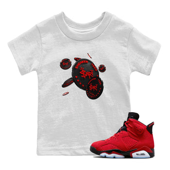 Air Jordan 6 Toro Bravo Sneaker Match Tees Coin Drop Sneaker Tees 3D Graphic Design Shirts AJ6 Toro Bravo Sneaker Release Tees Kids Shirts White 1