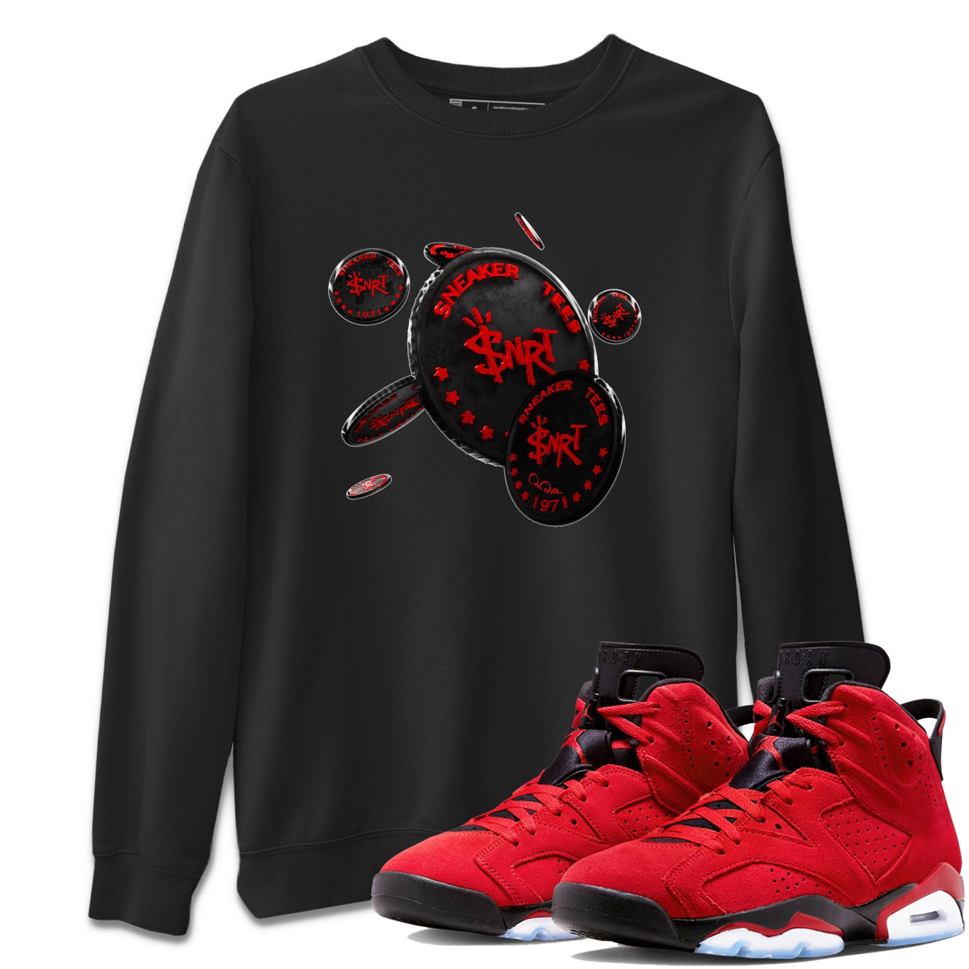 Air Jordan 6 Toro Bravo Sneaker Match Tees Coin Drop Sneaker Tees 3D Graphic Design Shirts AJ6 Toro Bravo Sneaker Release Tees Unisex Shirts Black 1