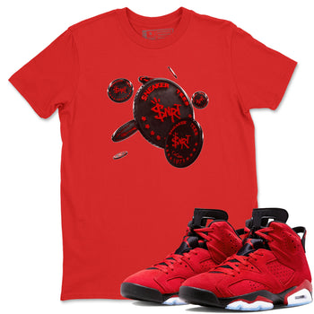 Air Jordan 6 Toro Bravo Sneaker Match Tees Coin Drop Sneaker Tees 3D Graphic Design Shirts AJ6 Toro Bravo Sneaker Release Tees Unisex Shirts Red 1
