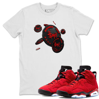Air Jordan 6 Toro Bravo Sneaker Match Tees Coin Drop Sneaker Tees 3D Graphic Design Shirts AJ6 Toro Bravo Sneaker Release Tees Unisex Shirts White 1