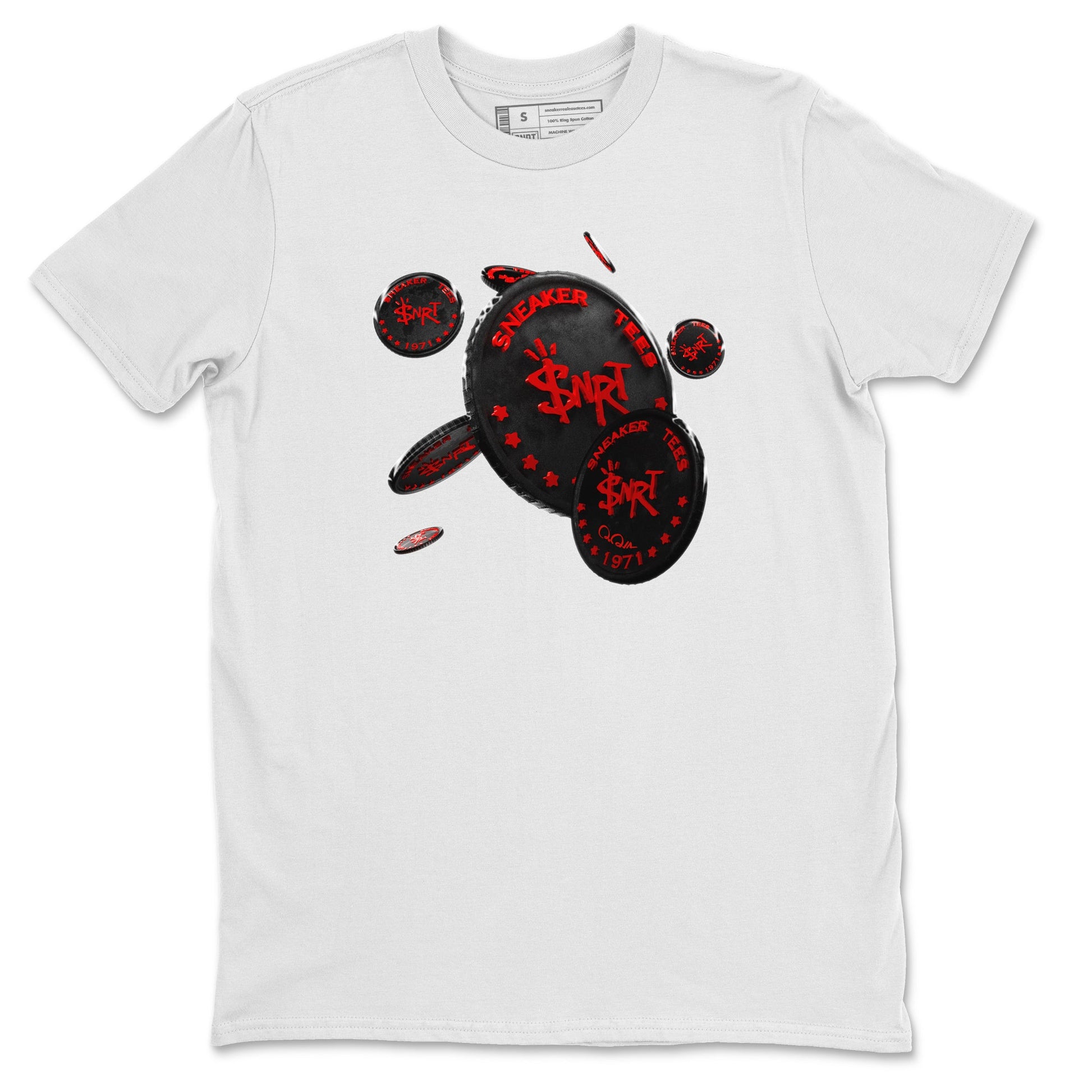 Air Jordan 6 Toro Bravo Sneaker Match Tees Coin Drop Sneaker Tees 3D Graphic Design Shirts AJ6 Toro Bravo Sneaker Release Tees Unisex Shirts White 2