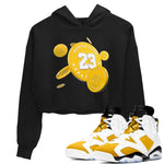 6s Yellow Ochre shirt to match jordans Coin Drop sneaker tees Air Jordan 6 Yellow Ochre SNRT Sneaker Release Tees Black 1 Crop T-Shirt