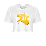 6s Yellow Ochre shirt to match jordans Coin Drop sneaker tees Air Jordan 6 Yellow Ochre SNRT Sneaker Release Tees White 2 Crop T-Shirt