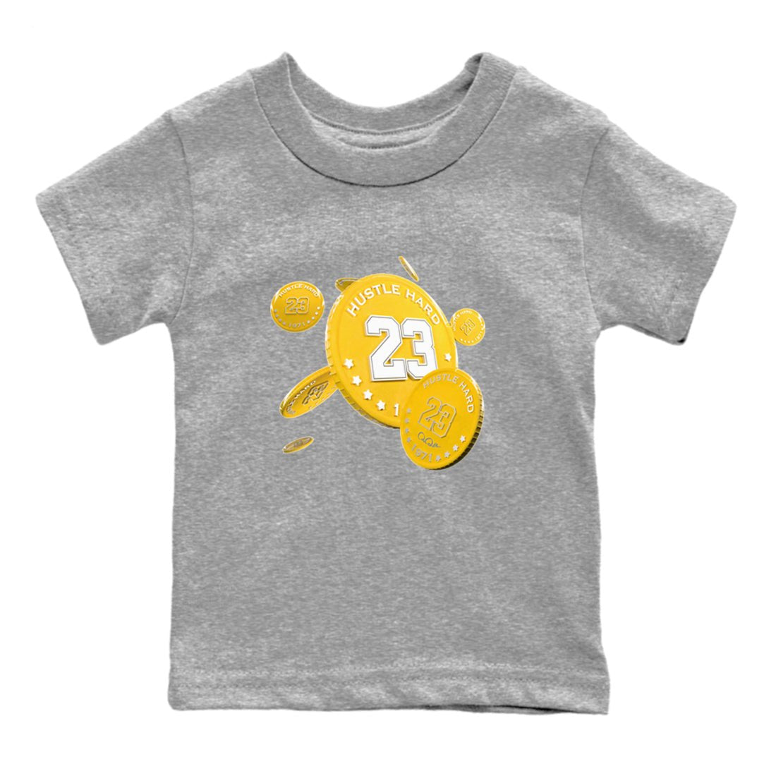 6s Yellow Ochre shirt to match jordans Coin Drop sneaker tees Air Jordan 6 Yellow Ochre SNRT Sneaker Release Tees Baby Toddler Heather Grey 2 T-Shirt