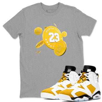 6s Yellow Ochre shirt to match jordans Coin Drop sneaker tees Air Jordan 6 Yellow Ochre SNRT Sneaker Release Tees Unisex Heather Grey 1 T-Shirt