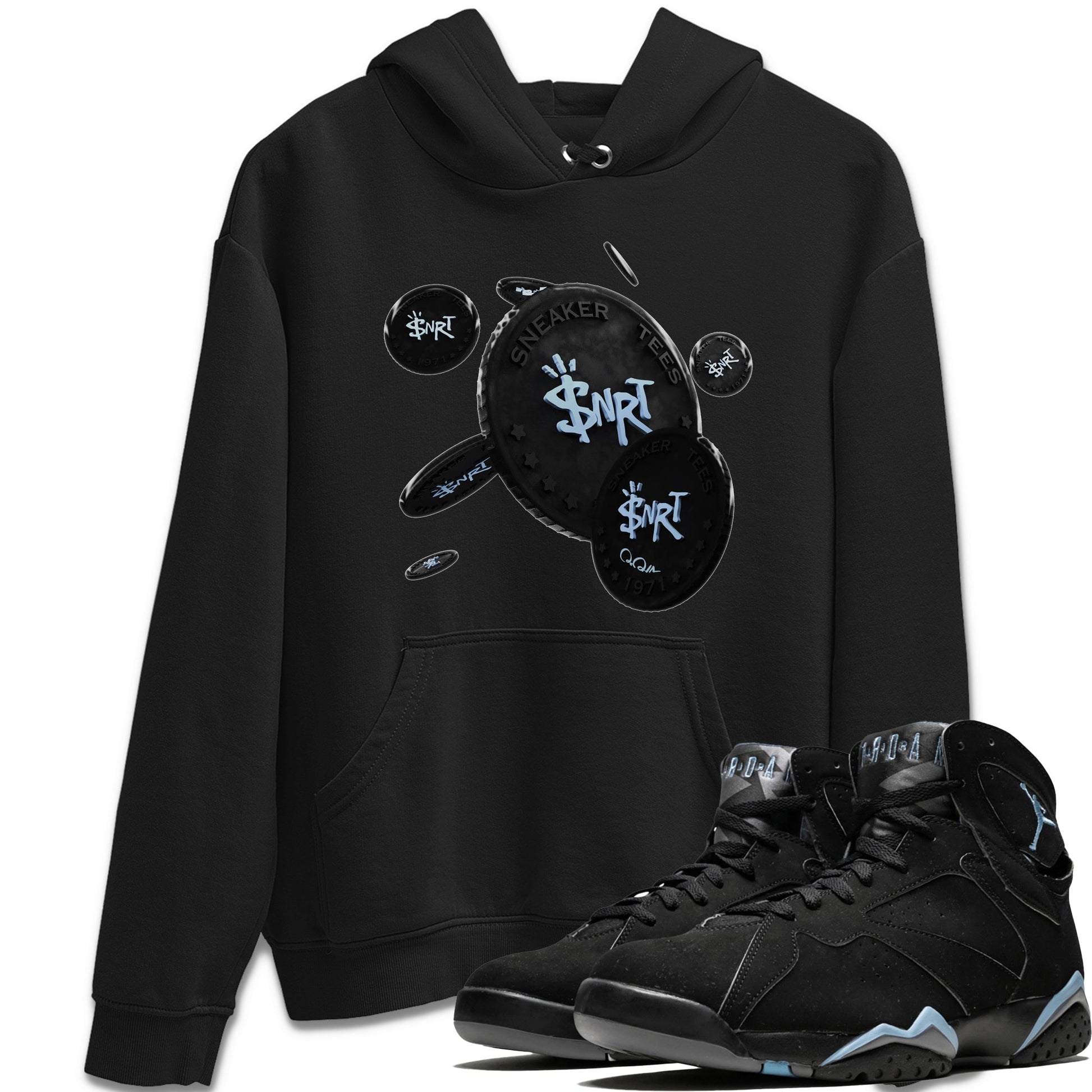 Air Jordan 7 Chambray Sneaker Match Tees Coin Drop Sneaker Tees AJ7 Chambray Sneaker Release Tees Unisex Shirts Black 1